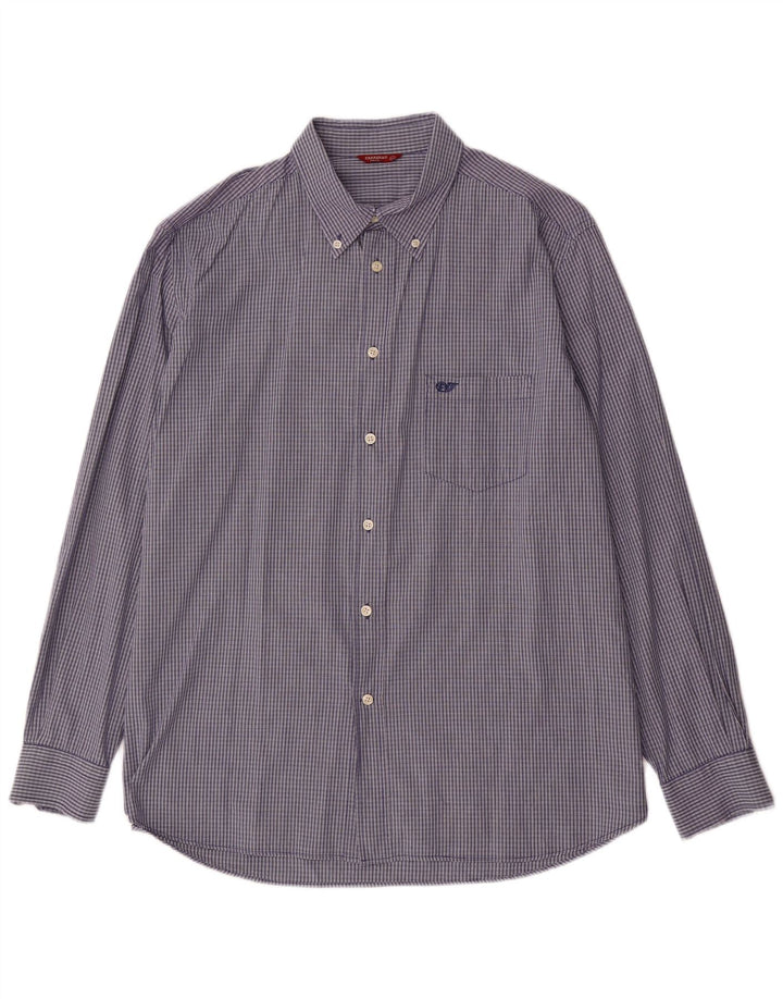 Camisa masculina Carrera 2XL algodão xadrez azul