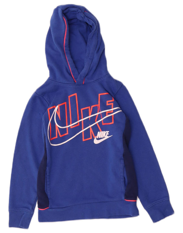 Jumper gráfico com capuz Nike Boys 5-6 anos azul médio colorblock algodão