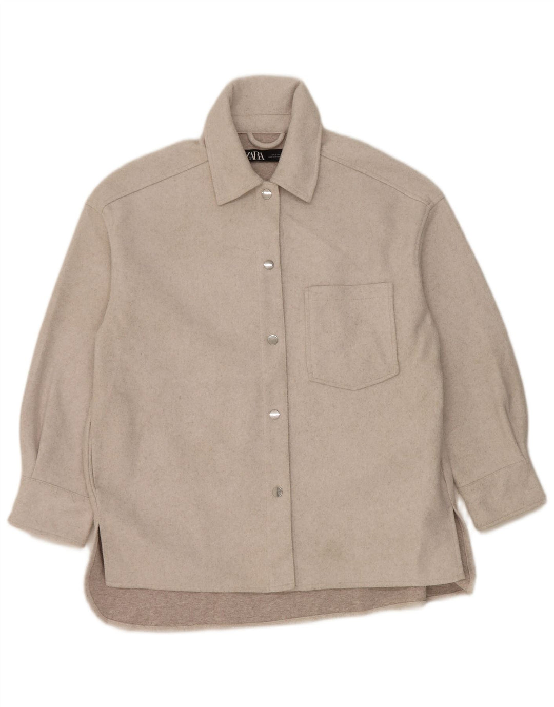 Camisa feminina de flanela grande Zara UK 10 poliéster cinza pequeno