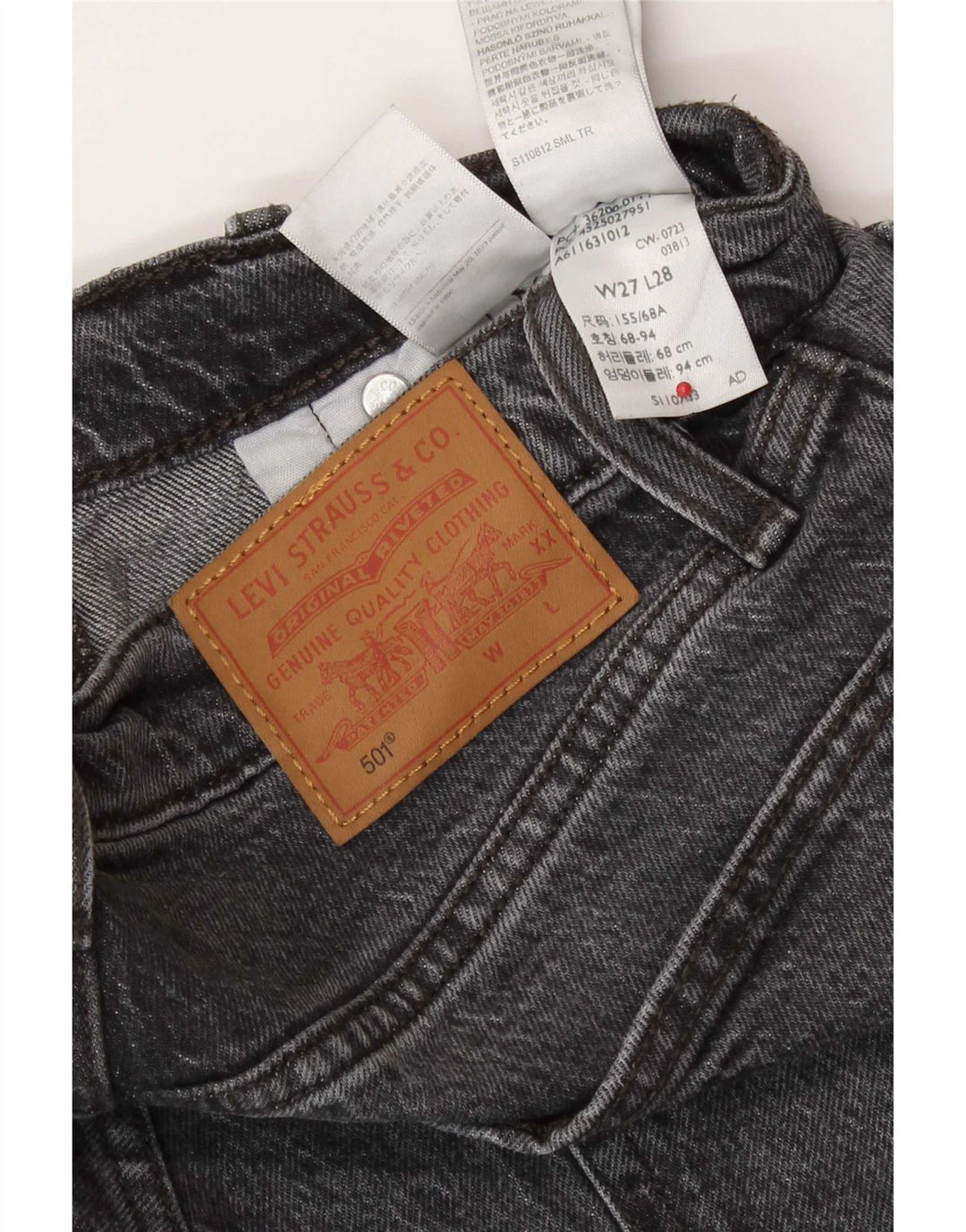 Calça jeans masculina Levi's 501 Straight W27 L28 cinza algodão