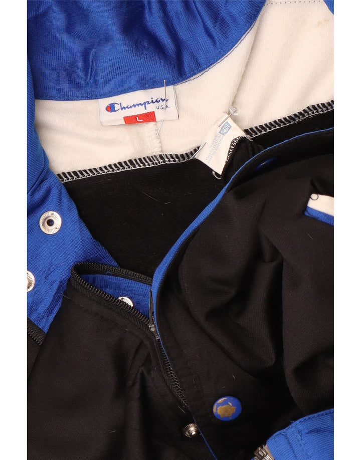 Jaqueta masculina de agasalho gráfico Champion grande bloco colorido preto