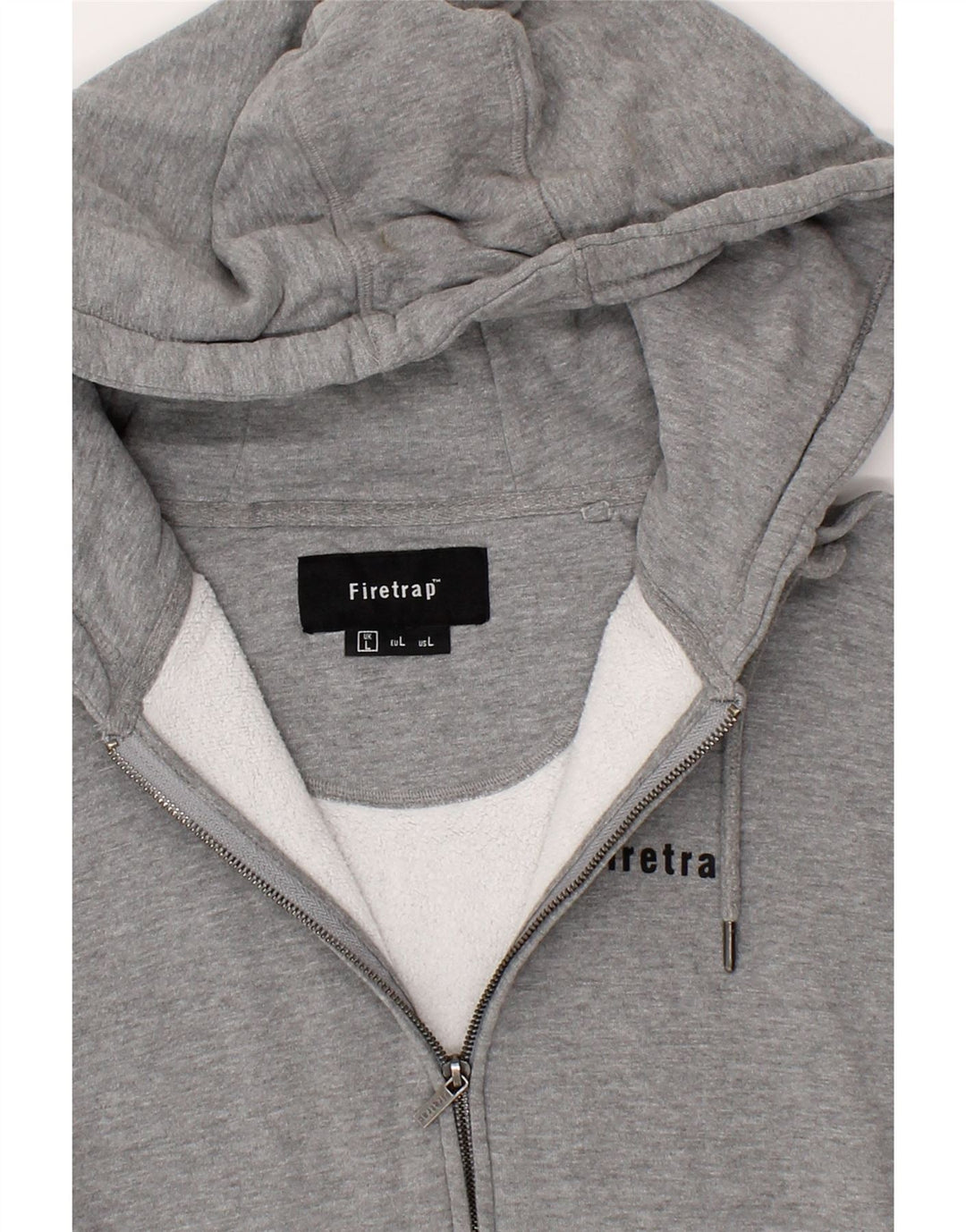 FIRETRAP Womens Zip Hoodie Sweater UK 16 Large Grey Cotton Vintage Firetrap and Second-Hand Firetrap from Messina Hembry 