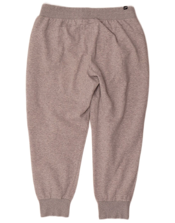 Calça de treino feminina Puma Joggers UK 14 grande cinza manchado de algodão