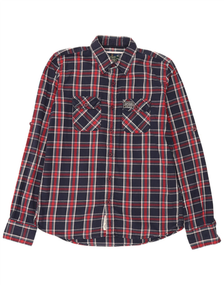 Camisa masculina de flanela Superdry 2XL algodão xadrez azul marinho