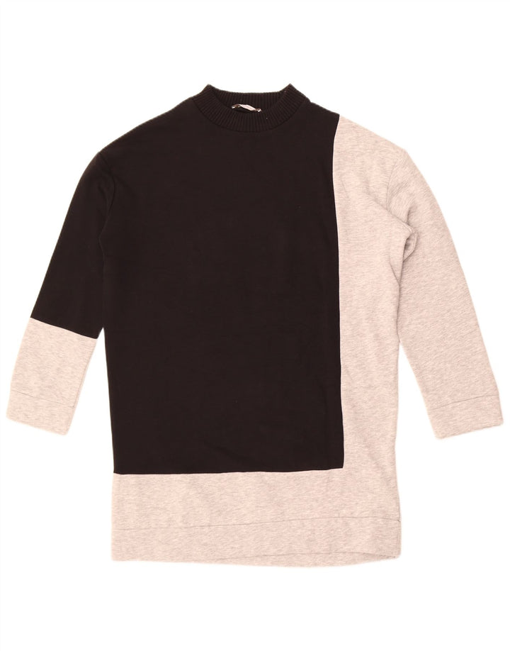 Zara moletom feminino oversized jumper UK 10 pequeno bloco colorido preto