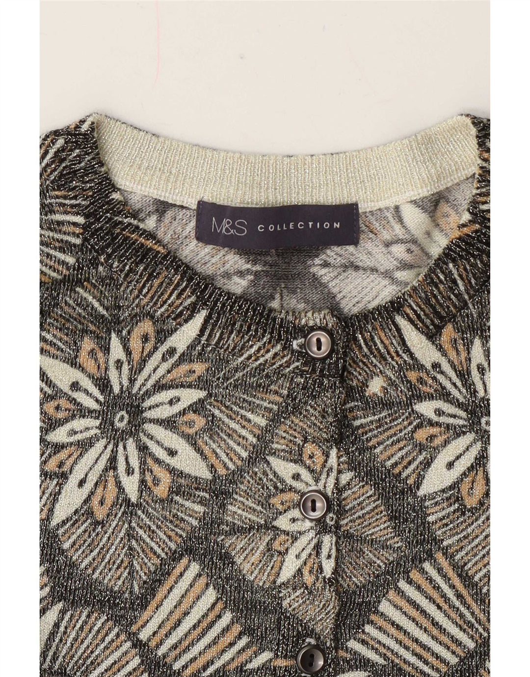 Suéter cardigã feminino Marks & Spencer Reino Unido 14 cinza médio floral clássico