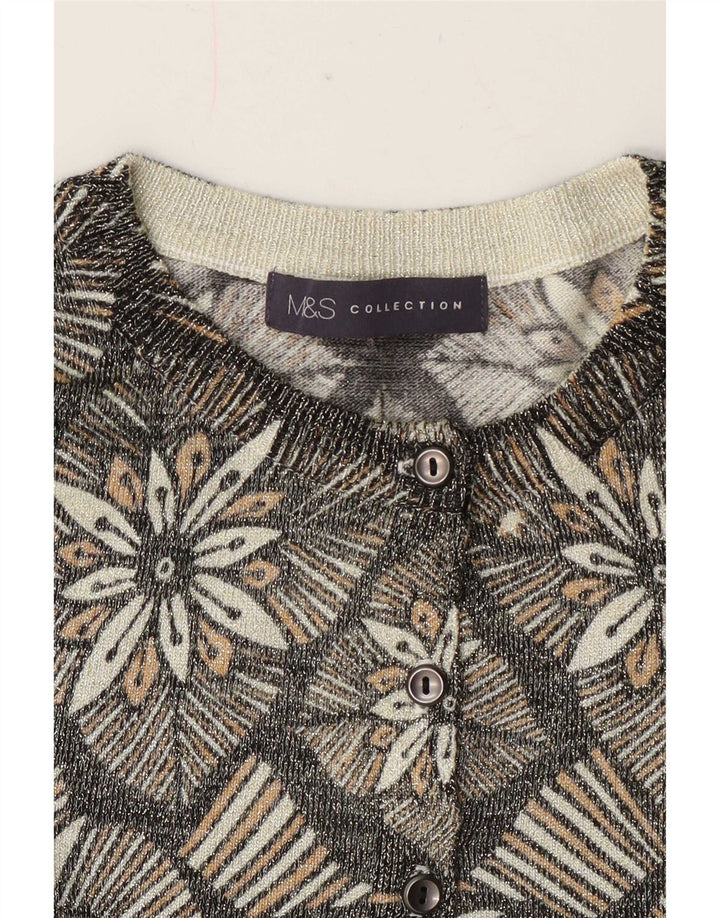 Suéter cardigã feminino Marks & Spencer Reino Unido 14 cinza médio floral clássico