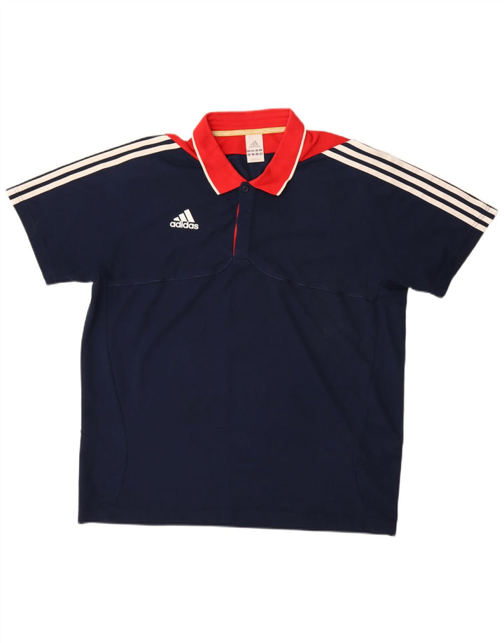 Camisa polo masculina ADIDAS UK 48/50 XL azul marinho colorblock algodão