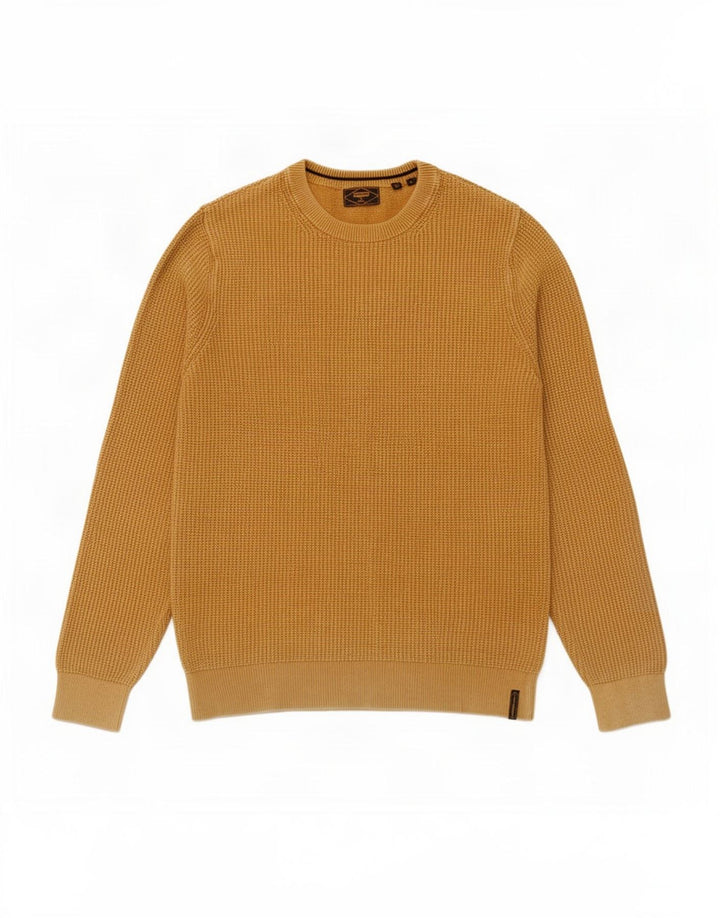 Suéter masculino Superdry com gola redonda e algodão amarelo pequeno