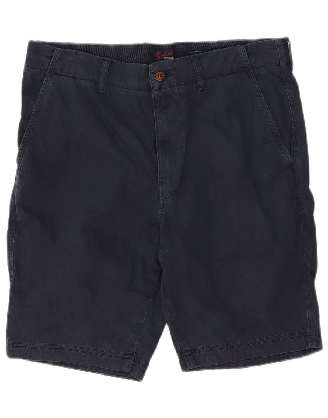Superdry Mens Chino Shorts W32 Médio Algodão Azul Marinho