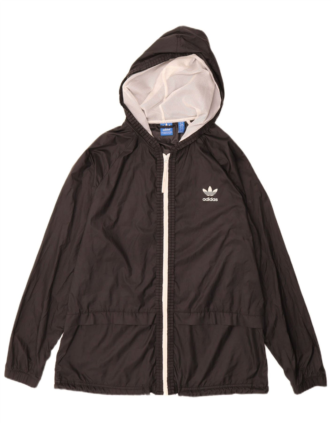 Casaco de chuva com capuz feminino Adidas UK 18 XL preto poliéster