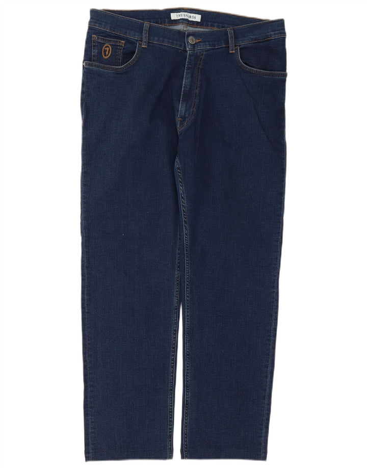 Jeans retos masculinos TRUSSARDI W36 L28 algodão azul marinho
