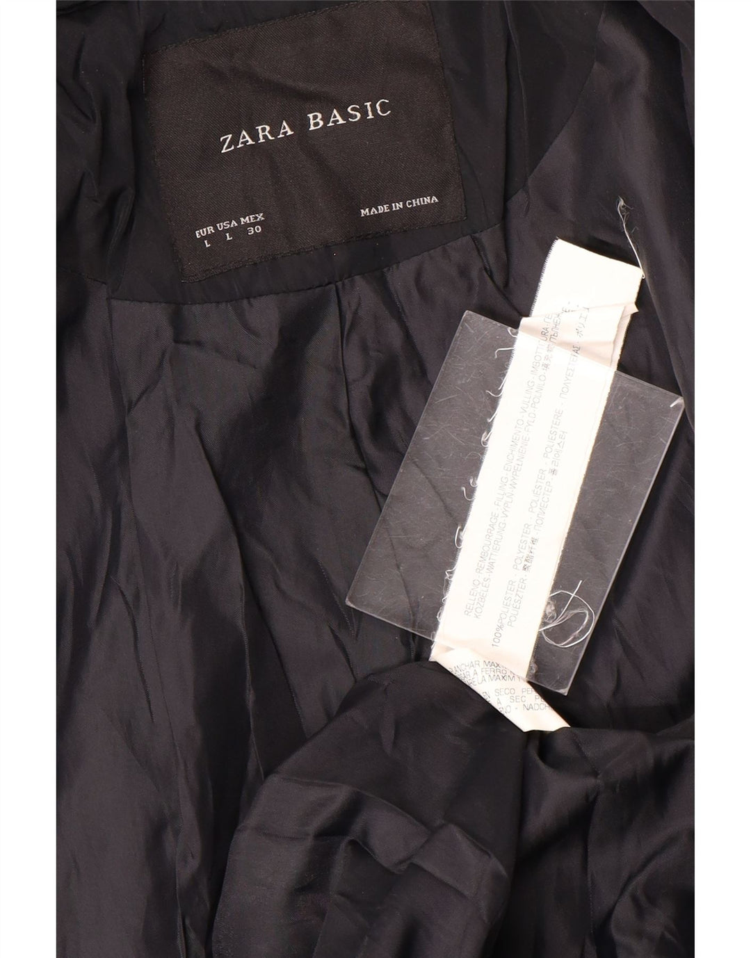 Jaqueta militar feminina Zara UK 14 grande poliéster azul marinho