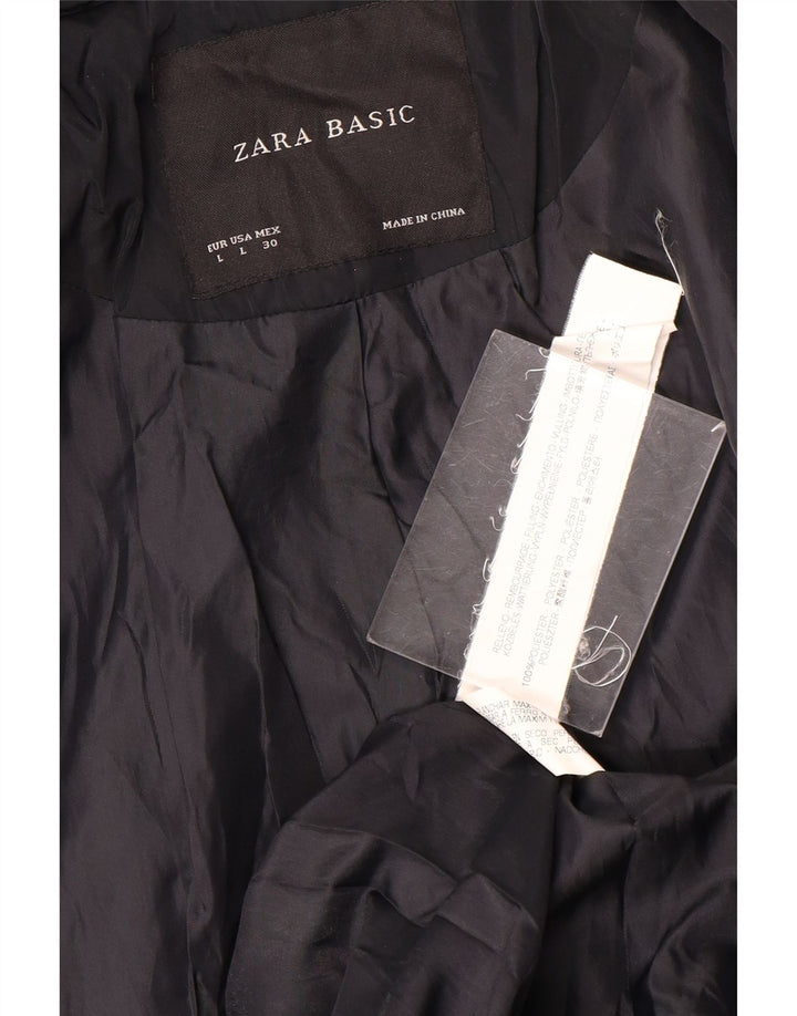 Jaqueta militar feminina Zara UK 14 grande poliéster azul marinho