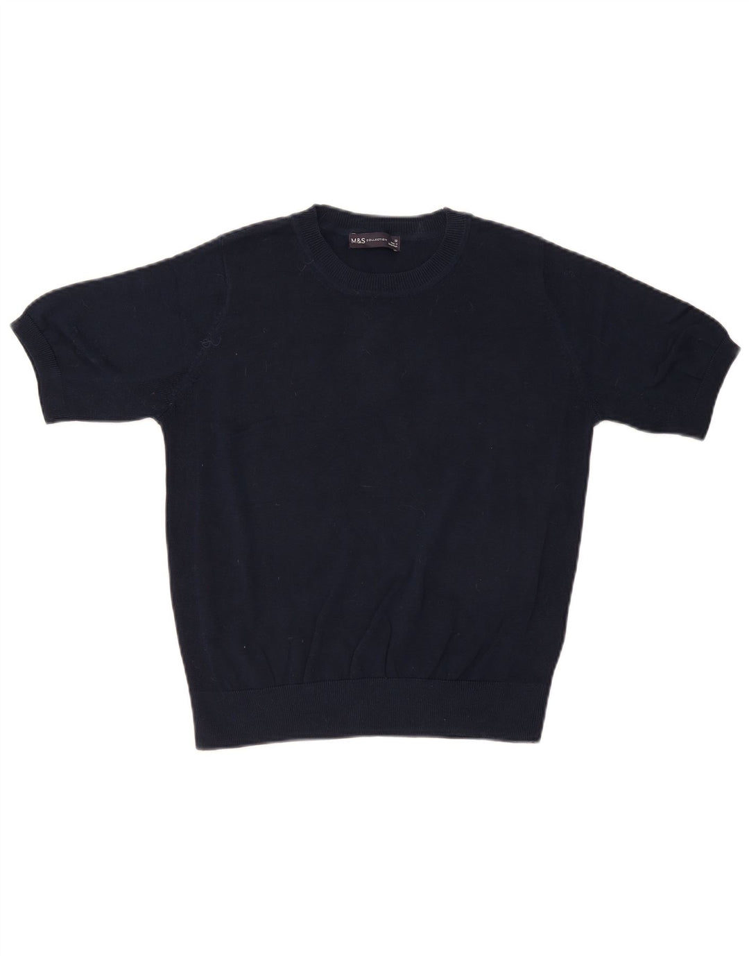 Suéter feminino Marks & Spencer com gola redonda Reino Unido 12 médio azul marinho