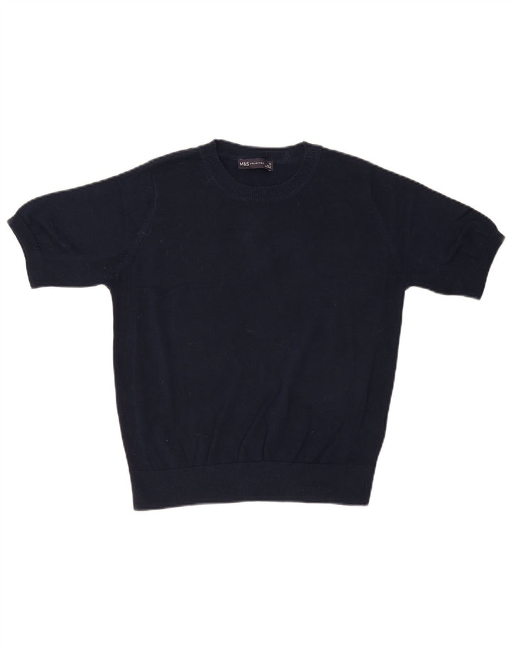 Suéter feminino Marks & Spencer com gola redonda Reino Unido 12 médio azul marinho