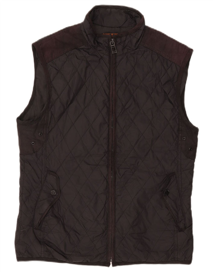 Colete acolchoado masculino ZARA UK 40 grande nylon preto