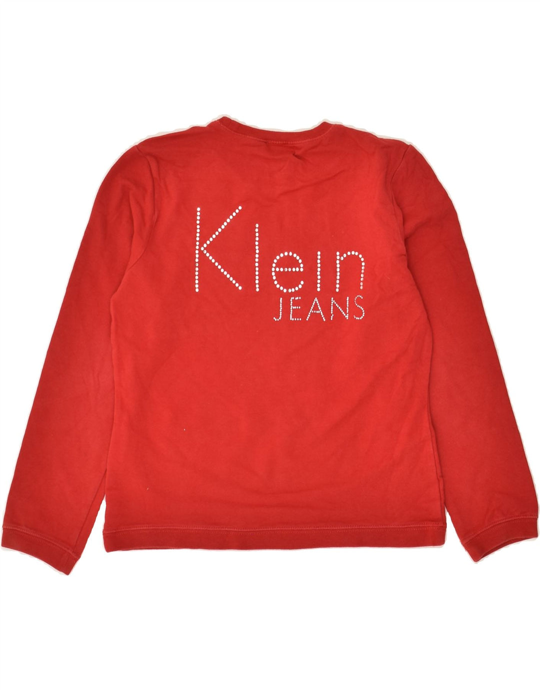 CALVIN KLEIN JEANS Girls Sweatshirt Jumper 9-10 Years Red Cotton Vintage Calvin Klein Jeans and Second-Hand Calvin Klein Jeans from Messina Hembry 