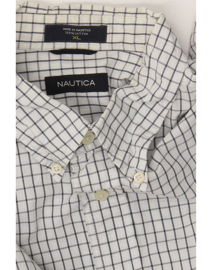 Camisa masculina Nautica XL algodão xadrez branco