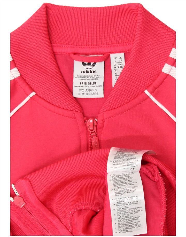 ADIDAS Womens Tracksuit Top Jacket UK 6 XS Rosa Algodão