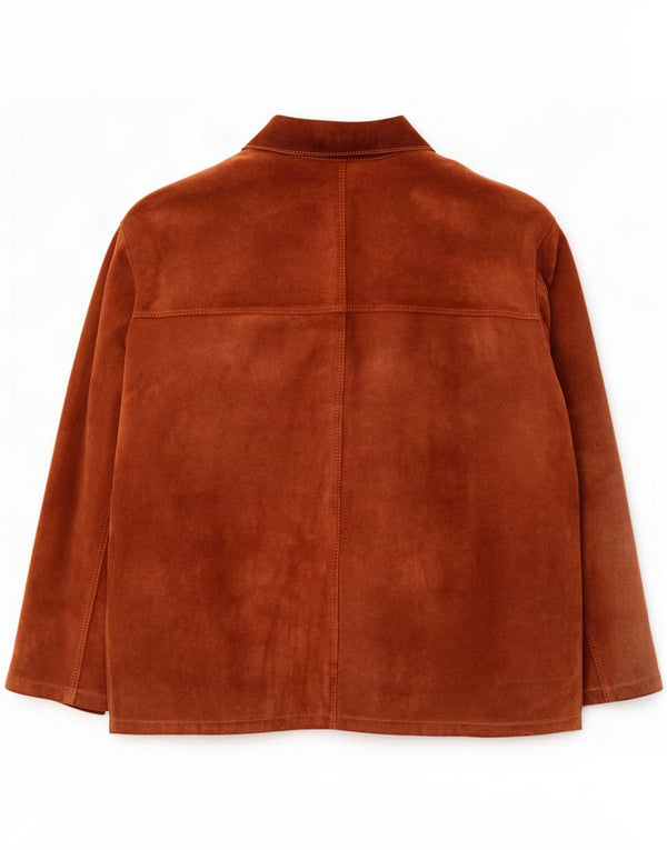 Jaqueta utilitária masculina de camurça vintage Reino Unido 42 XL marrom