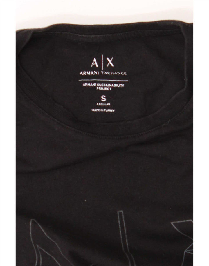 Armani Exchange Camiseta masculina regular gráfica top pequeno preto geométrico