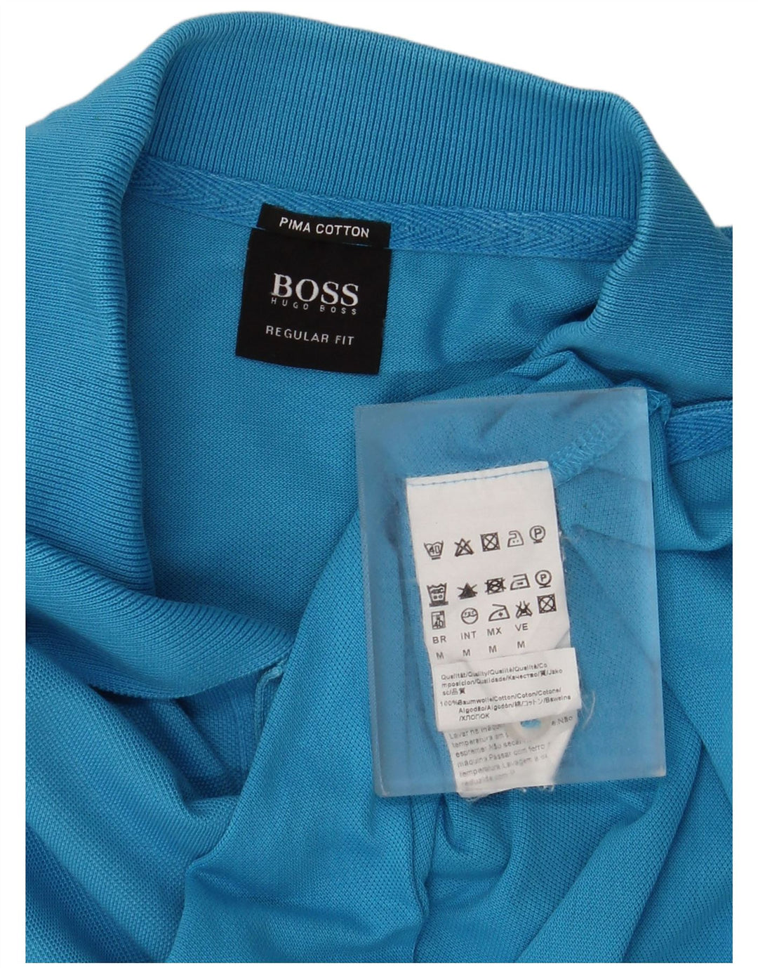 Camisa polo masculina Hugo Boss Regular Fit algodão azul médio
