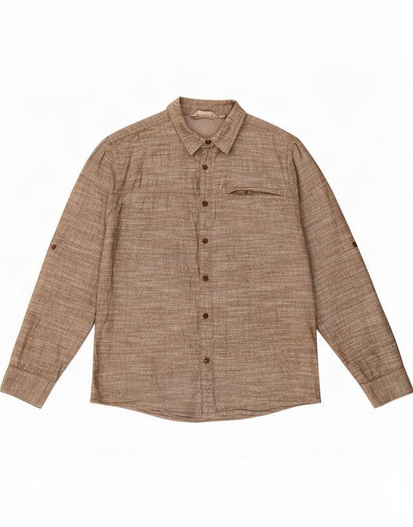 Camisa masculina Mountain Warehouse XL caqui algodão manchado