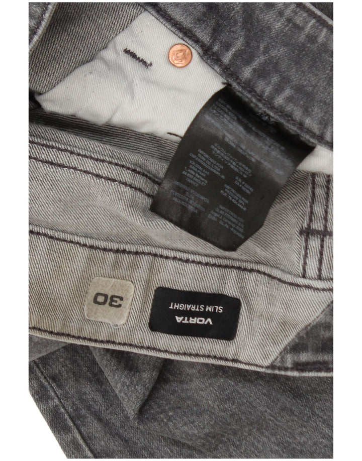 Volcom Masculino Vorta Slim Straight Jeans W30 L30 Cinza Algodão