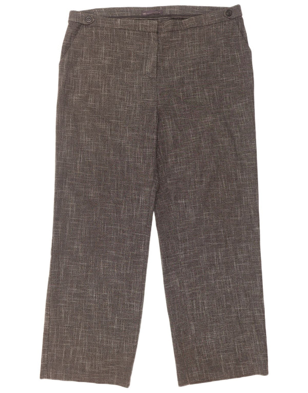Calça chino reta feminina Marks & Spencer UK 18 XL W40 L32 cinza xadrez