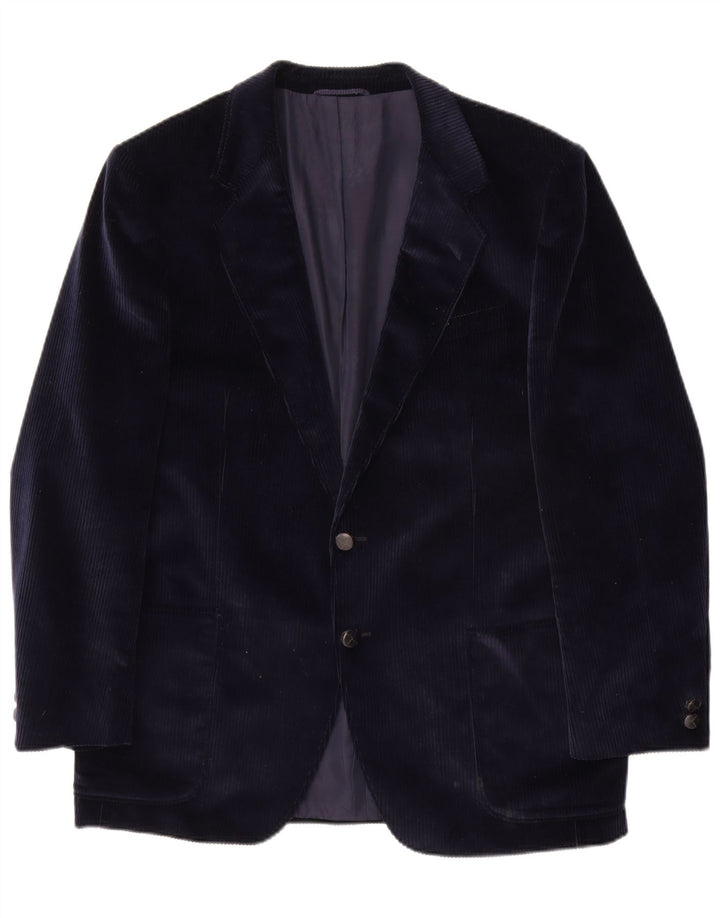 Jaqueta blazer masculina de veludo cotelê Roy Robson com 2 botões Reino Unido 38 azul marinho médio