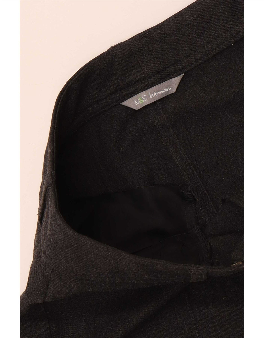 Calça feminina reta casual Marks & Spencer W32 L29 cinza