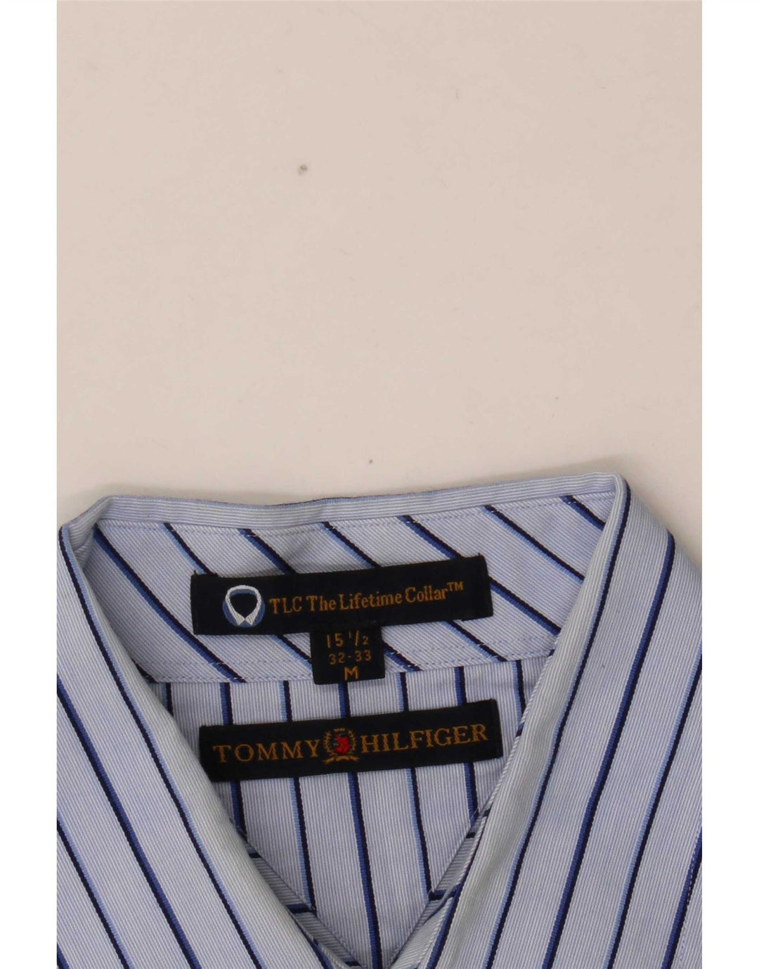 Camisa masculina Tommy Hilfiger tamanho 15 1/2 listrado azul médio
