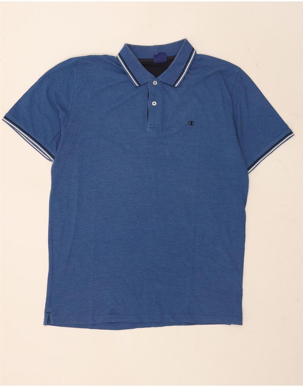 Camisa polo masculina Champion XL listrada azul de algodão