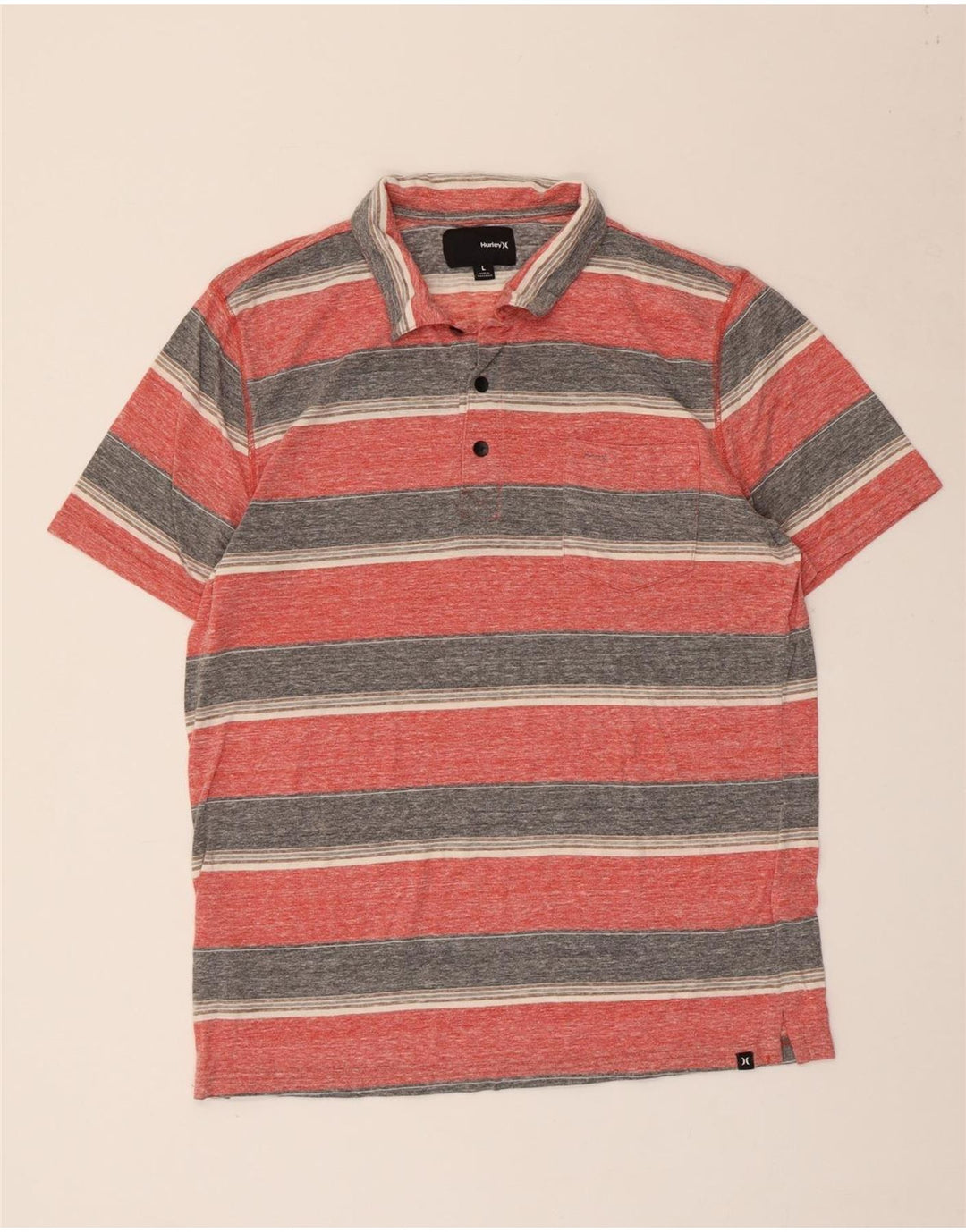 Camisa polo masculina Hurley grande poliéster listrado rosa