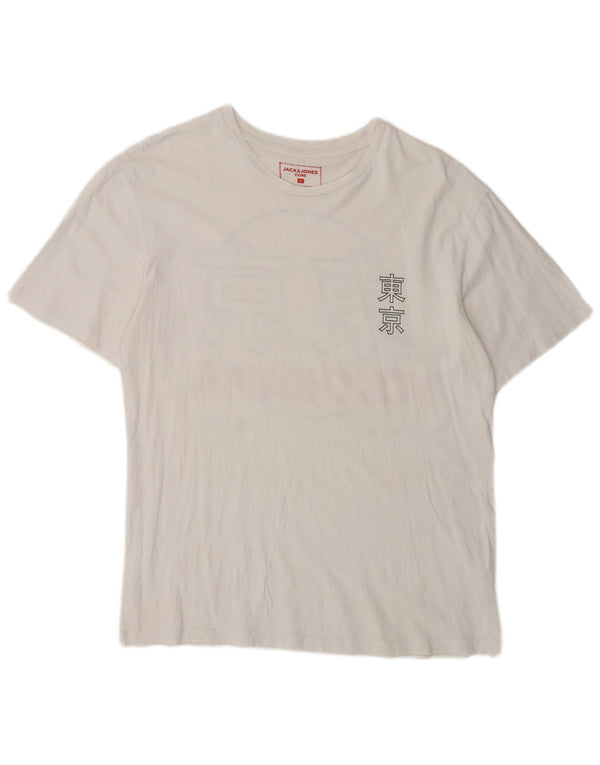 Camiseta gráfica masculina Jack & Jones grande algodão branco