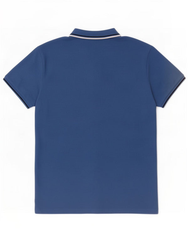 Camisa polo masculina Diadora grande algodão listrado azul