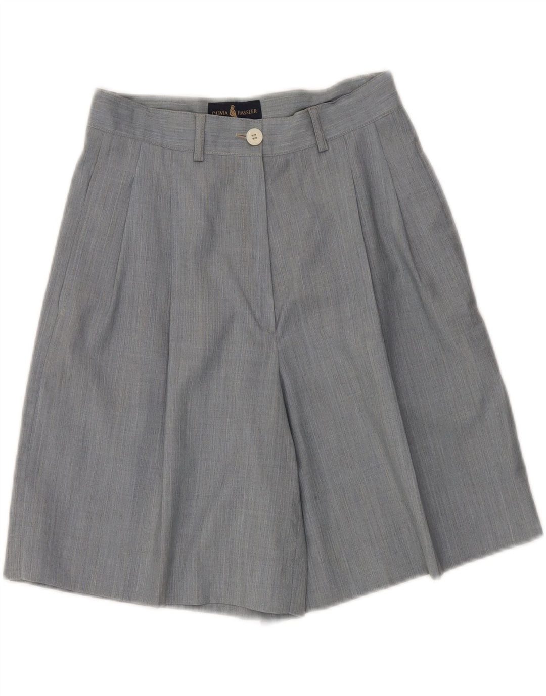 Olivia Hassler Shorts feminino casual de cintura alta IT 42 médio W28 lã azul