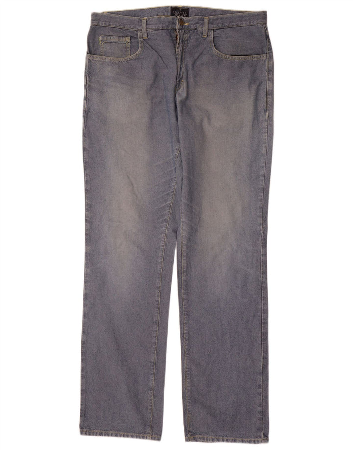 Trussardi Calça jeans reta masculina W38 L36 algodão azul