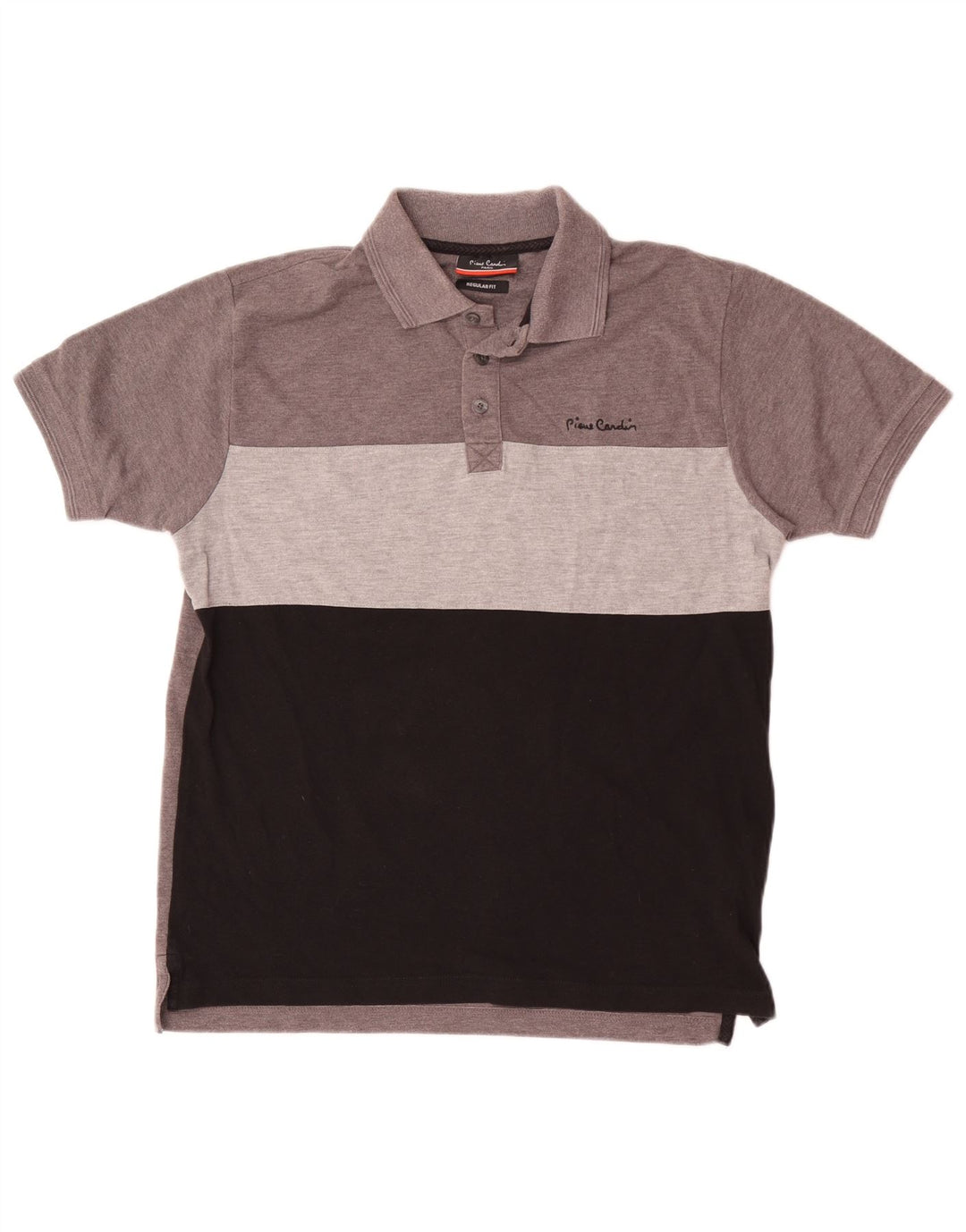 Camisa polo masculina Pierre Cardin Regular Fit pequena cinza colorblock poliéster
