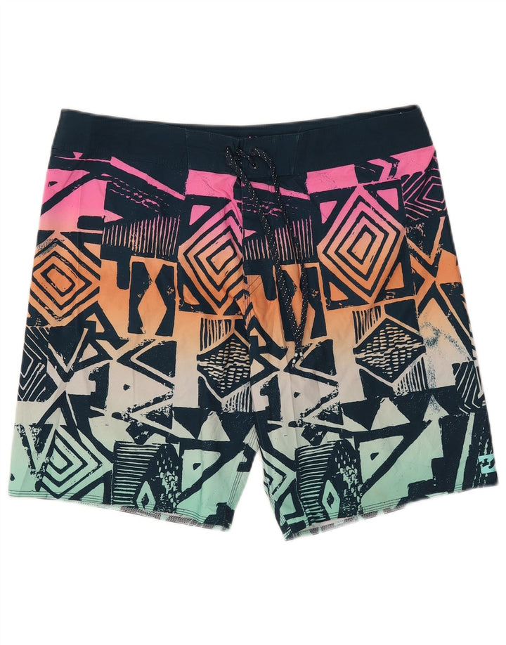Shorts de natação masculinos Billabong grande poliéster geométrico multicolorido