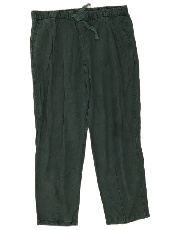 Zara Calça feminina reta casual grande W30 L32 verde Lyocell