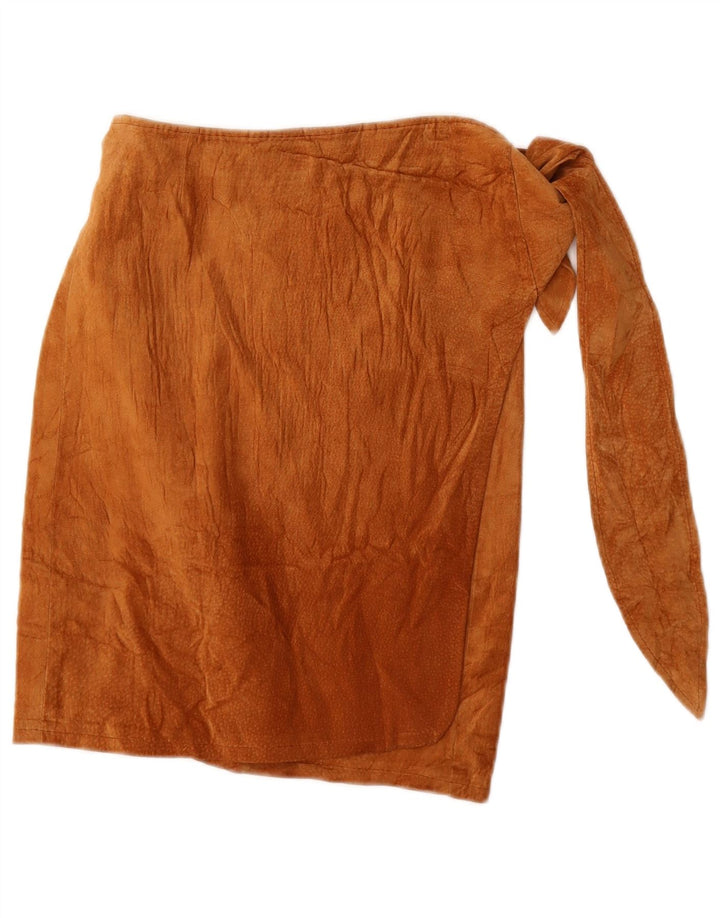 Saia feminina vintage de camurça W25 XS bege