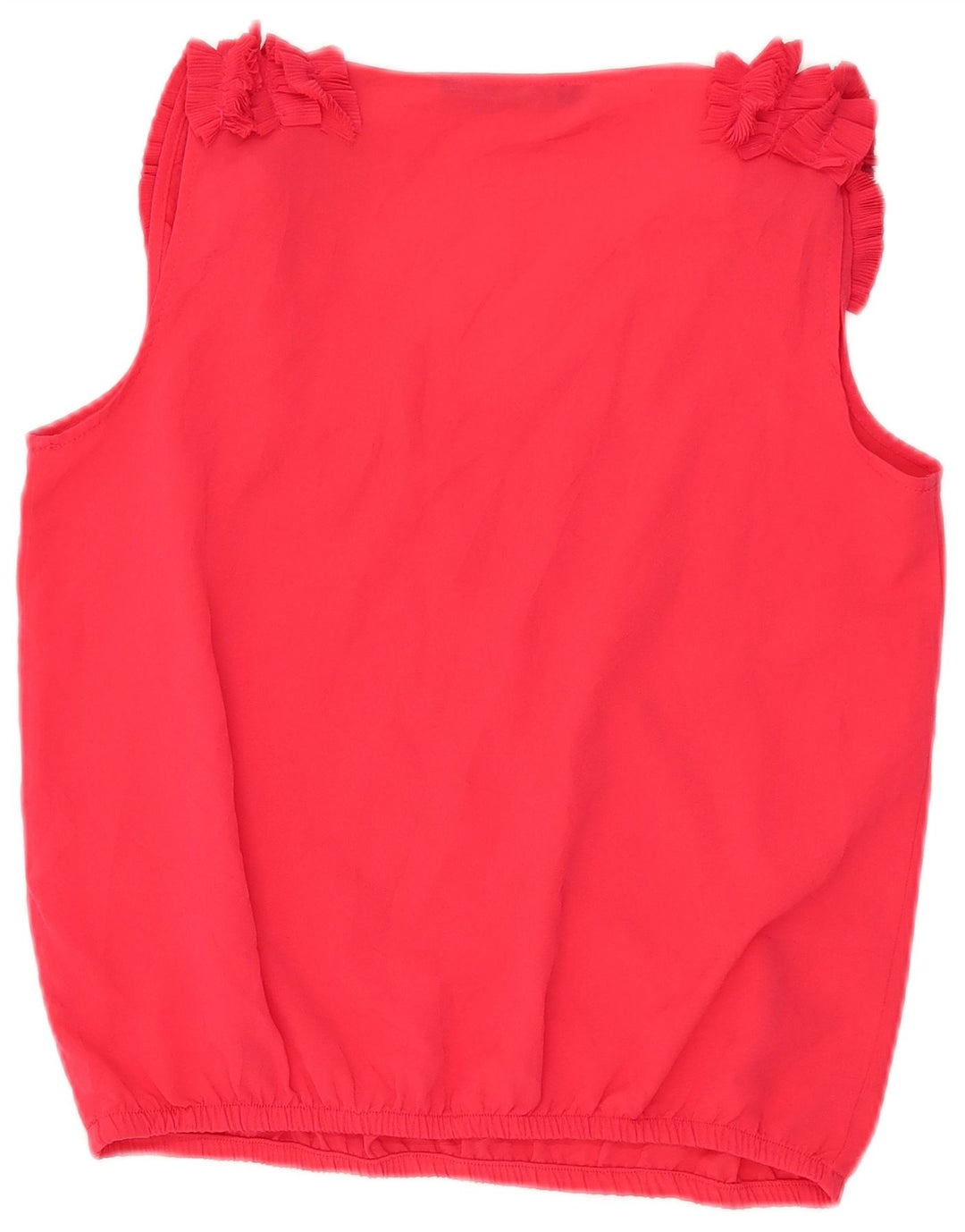 Blusa feminina Zara com babados na frente e sem mangas Top Reino Unido 14 vermelho médio