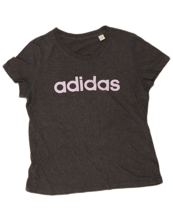 Camiseta feminina Adidas Graphic UK 12 algodão manchado cinza médio