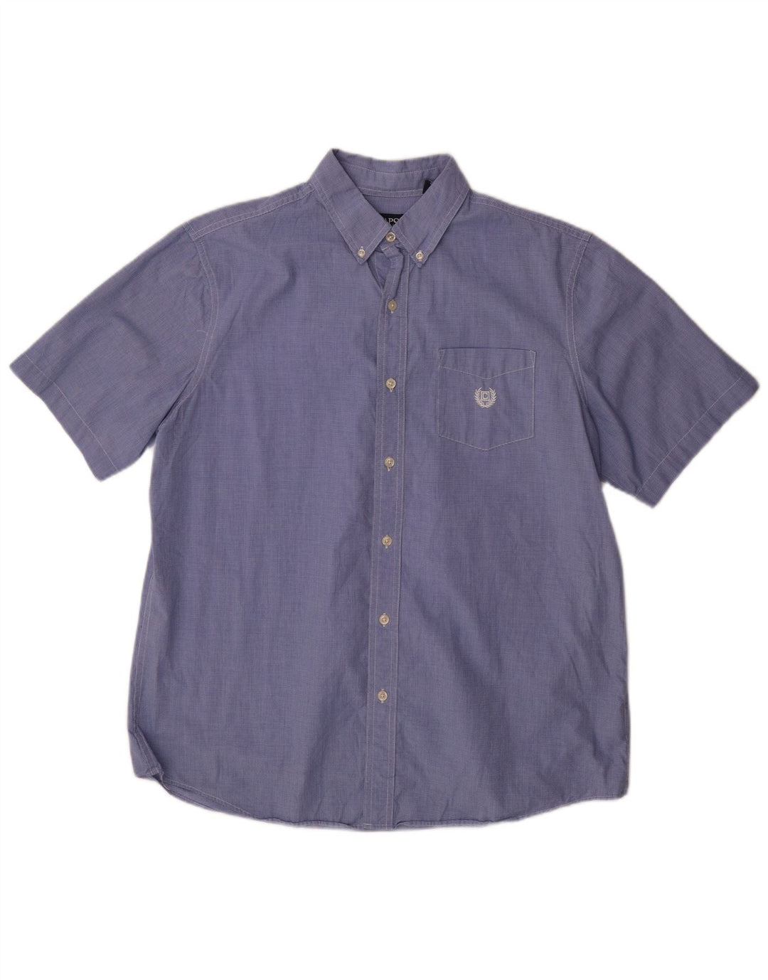 Camisa masculina de manga curta Chaps grande azul houndstooth algodão
