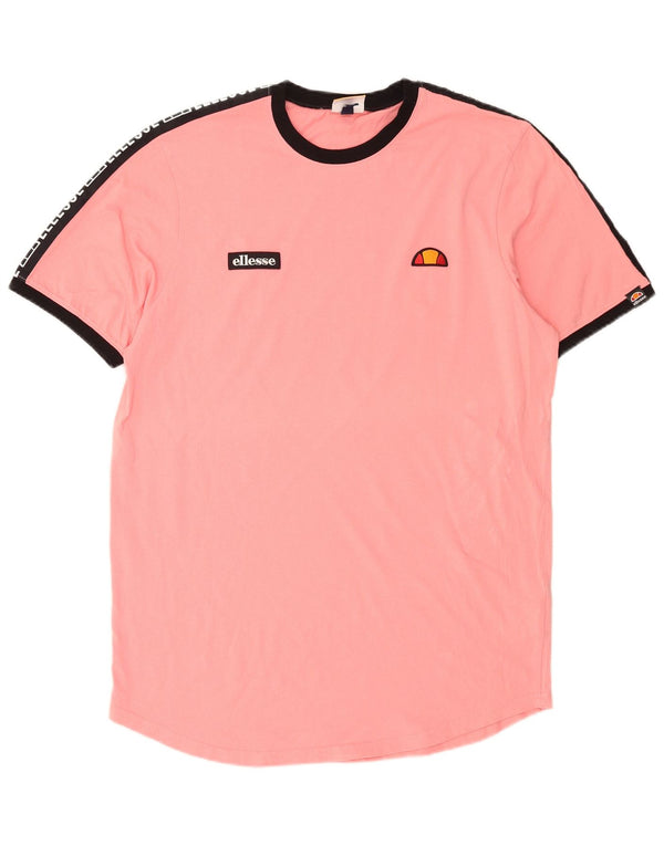 Ellesse Camiseta masculina gráfica Top 2XL algodão colorblock rosa