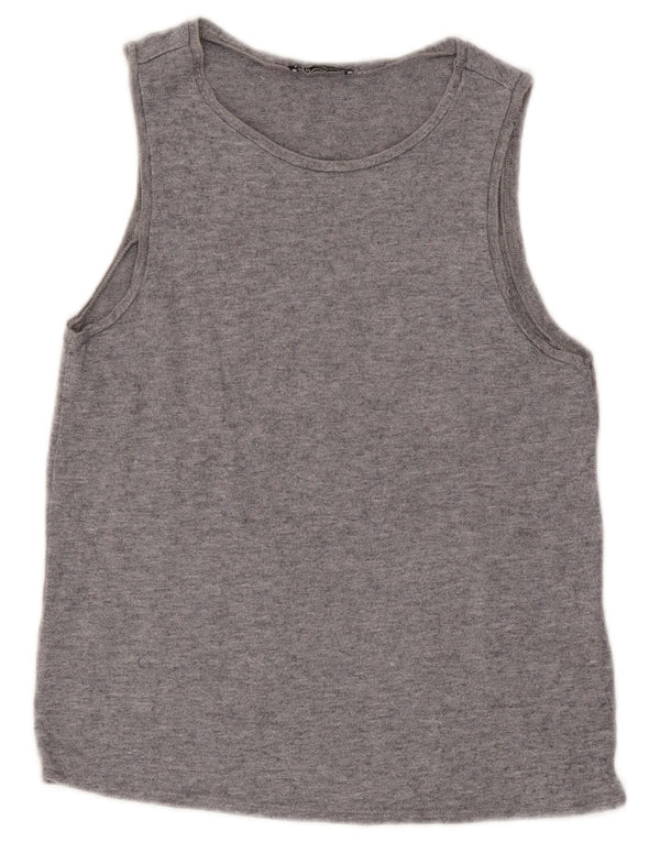 Colete feminino Zara UK 10 viscose manchada cinza pequena