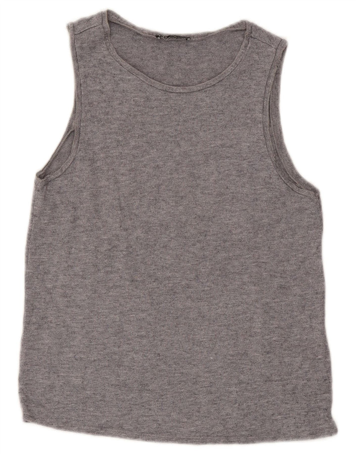 Colete feminino Zara UK 10 viscose manchada cinza pequena