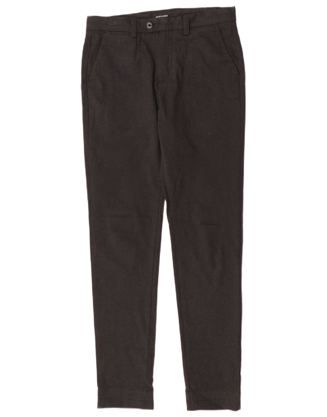 Calça masculina de terno slim Jack & Jones W30 L32 cinza houndstooth poliéster